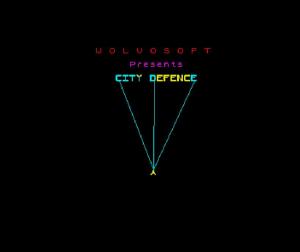 My first screen depicting lasers firing at the name of the game. My software logo above it