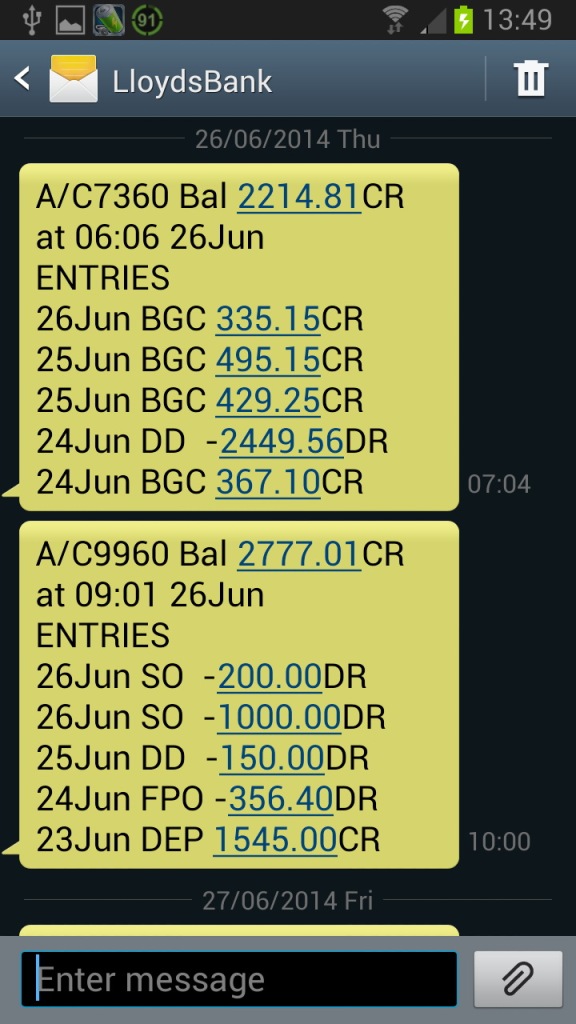 Keywords in the LloydsBank SPAM SMS Text Message