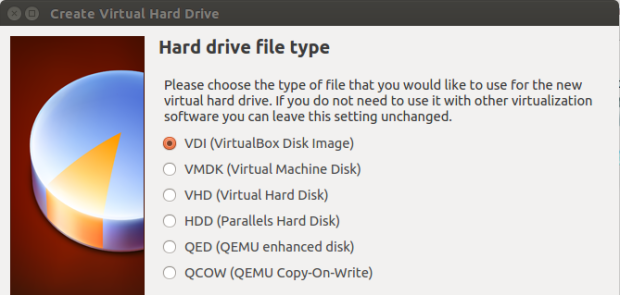 Create a VDI (VirtualBox Disk Image)