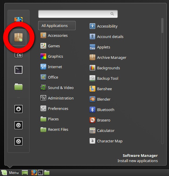 Select Software Manager from the Linux Mint menu