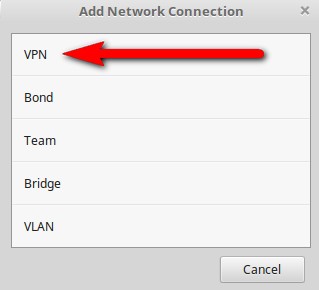 Select VPN from the options