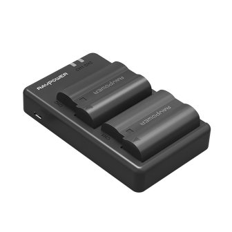 EN-EL15 RAVPower 2100mAh Rechargeable Camera Battery and Charger Set for Nikon (2x Replacement Batteries, 2.1A USB Input, 100% Compatible with Original) - Black